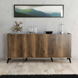 Hanah Home Elegante 1604 Consola Nogal y Mármol Negro